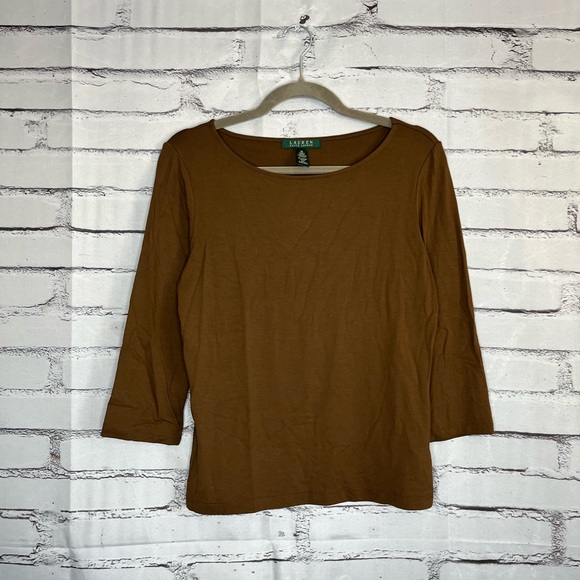 Lauren Ralph Lauren Tops - Vintage Lauren Ralph Lauren Brown Longsleeve Top Women’s M Preppy Minimalist Y2K